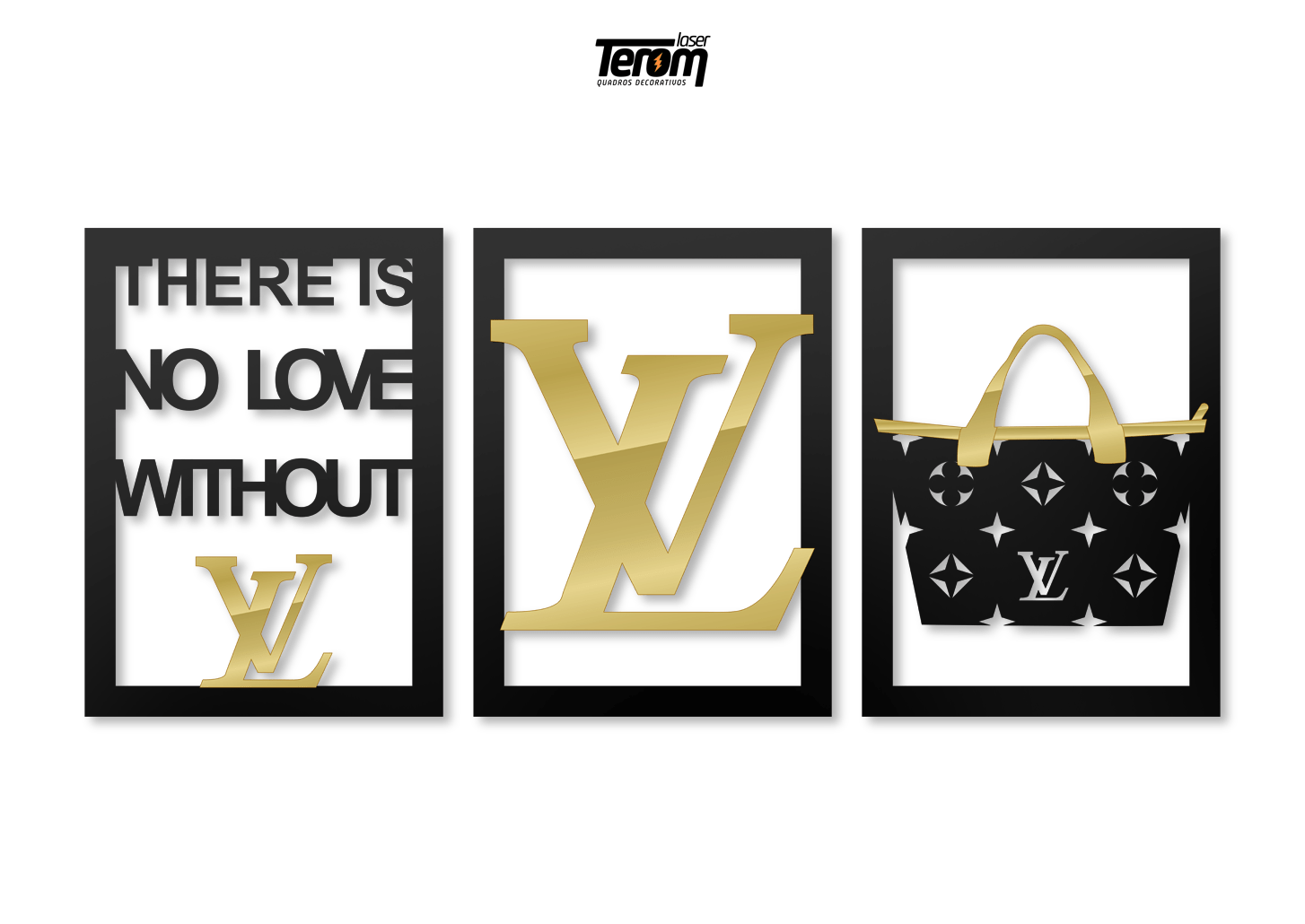 QUADROS DECORATIVOS - LOUIS VUITTON (KIT 3 PEÇAS)