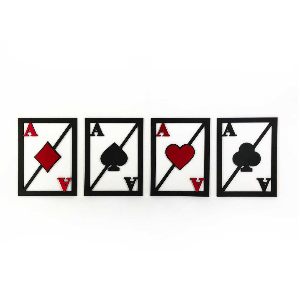 QUADRO DECORATIVO CARTAS ASES (KIT 4 Peças)