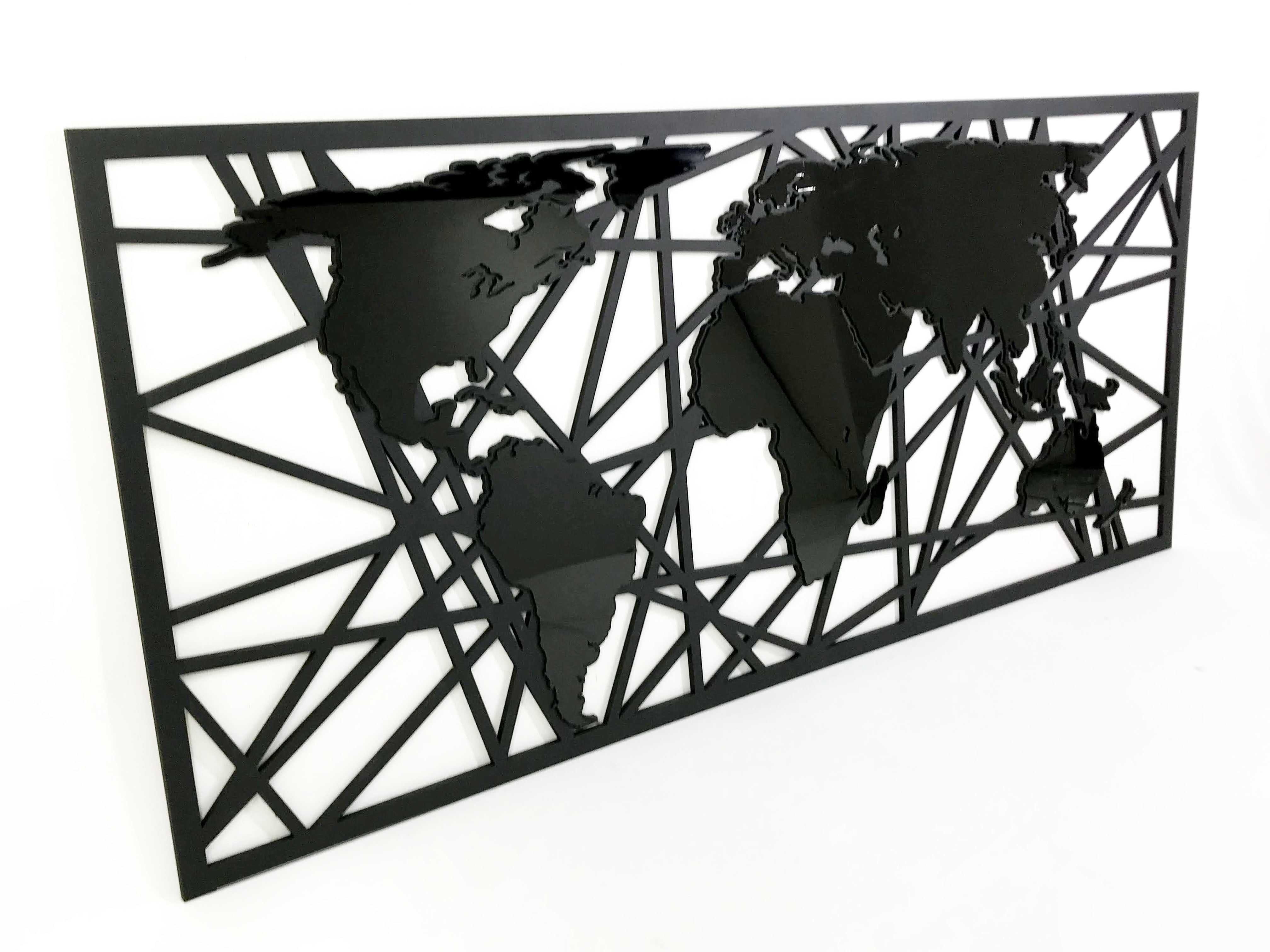 QUADRO MAPA MUNDI ABSTRATO - BLACK EDITION