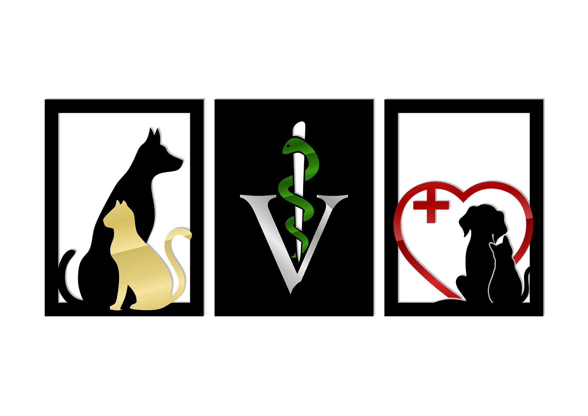 QUADROS DE VETERINÁRIA - ANIMAIS, SÍMBOLO, CORAÇÃO