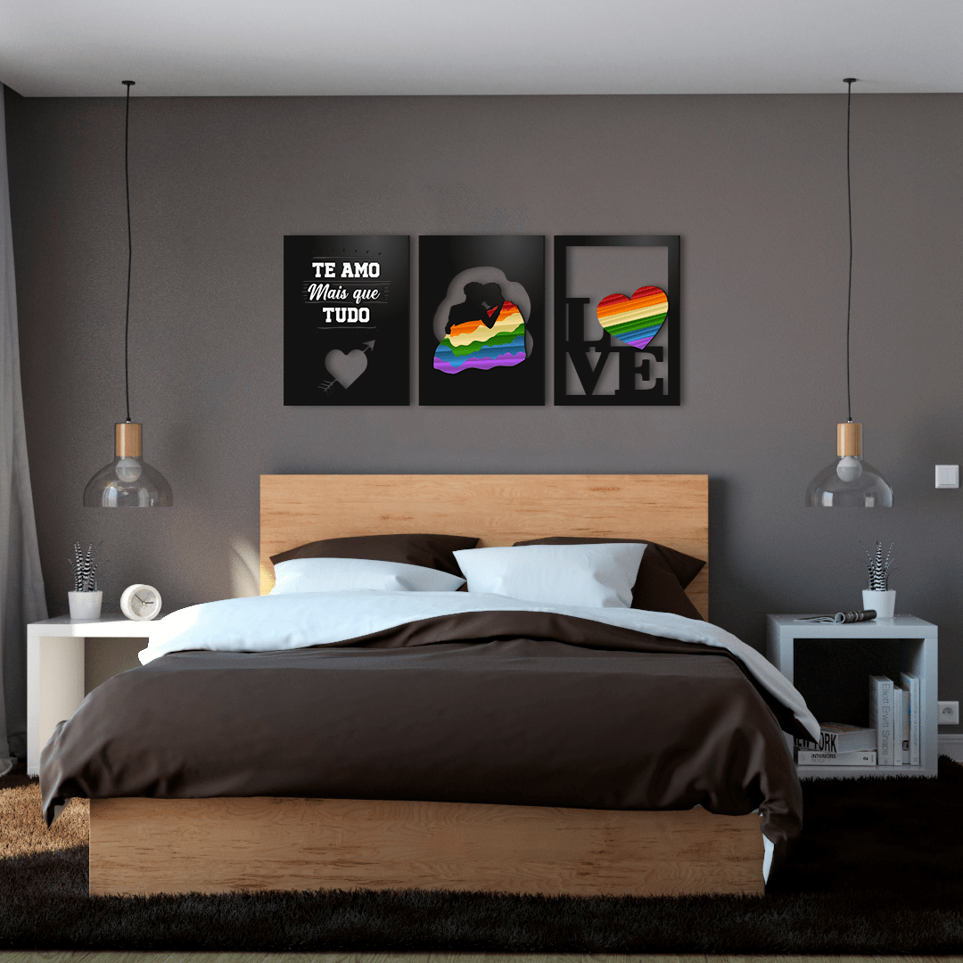 QUADROS DECORATIVOS LGBTQIA+ ( FRASE CASAL LOVE )