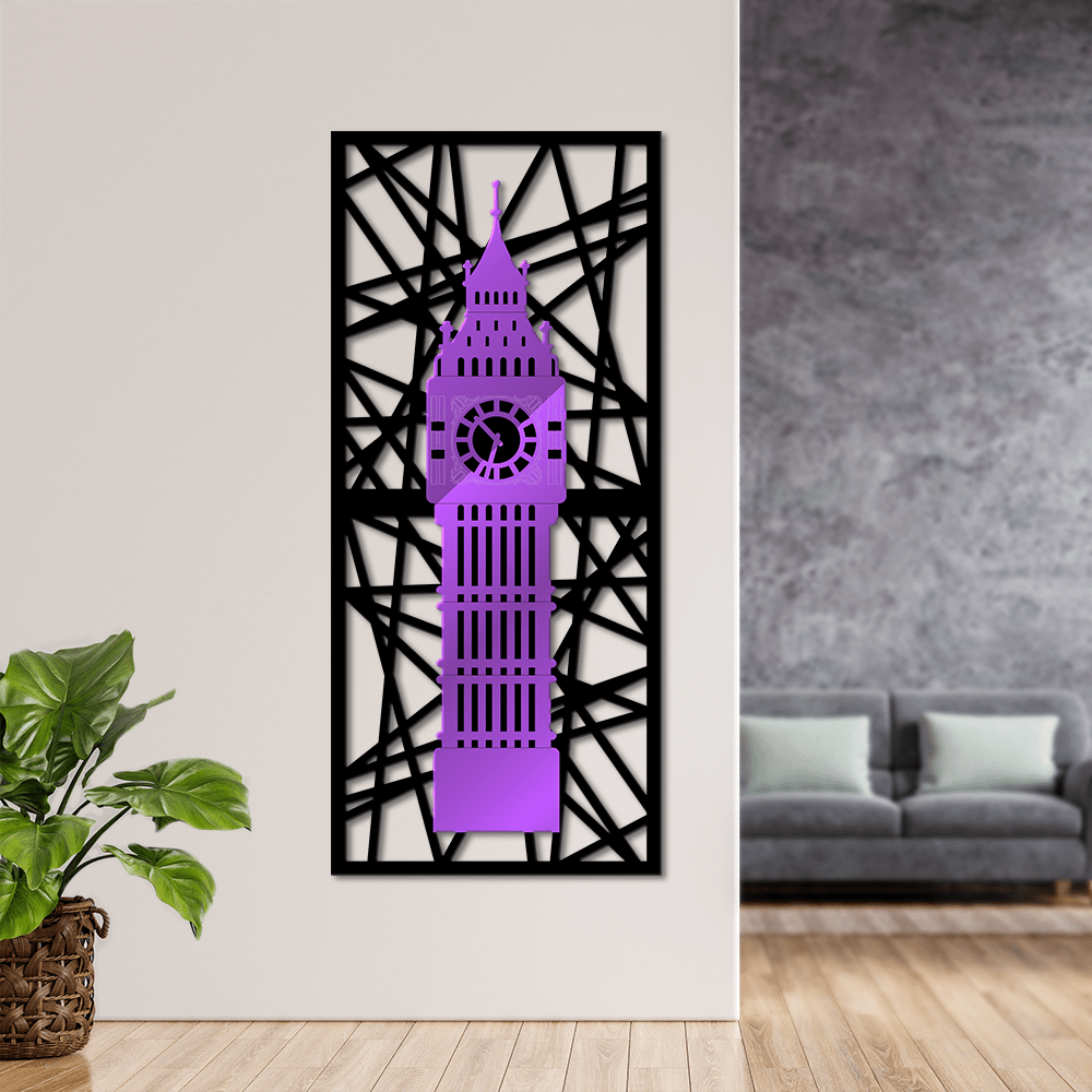 Arte em metal 3D, quadro, decoração de parede Big Ben de L..