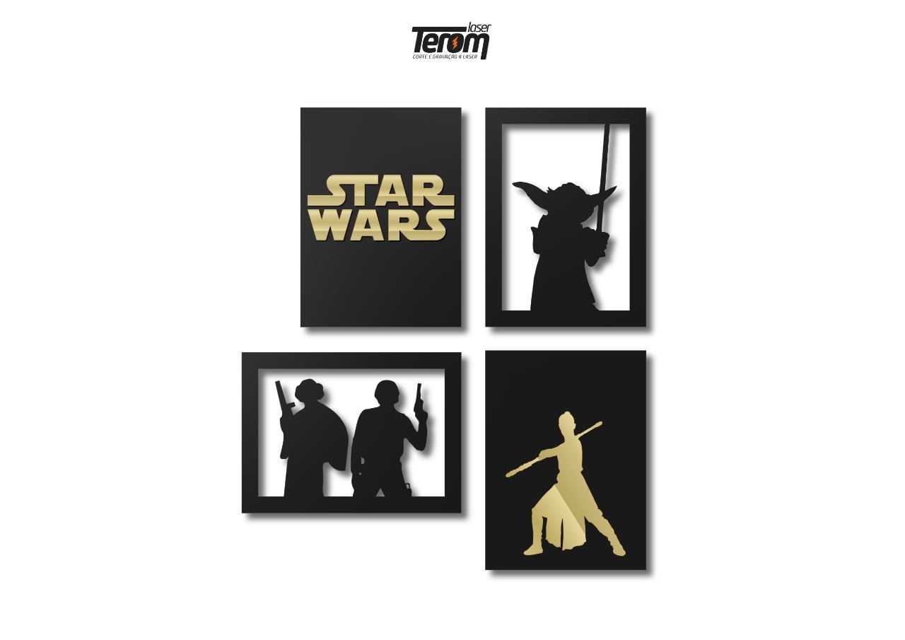 KIT 4 QUADROS STAR WARS PREMIUM 01