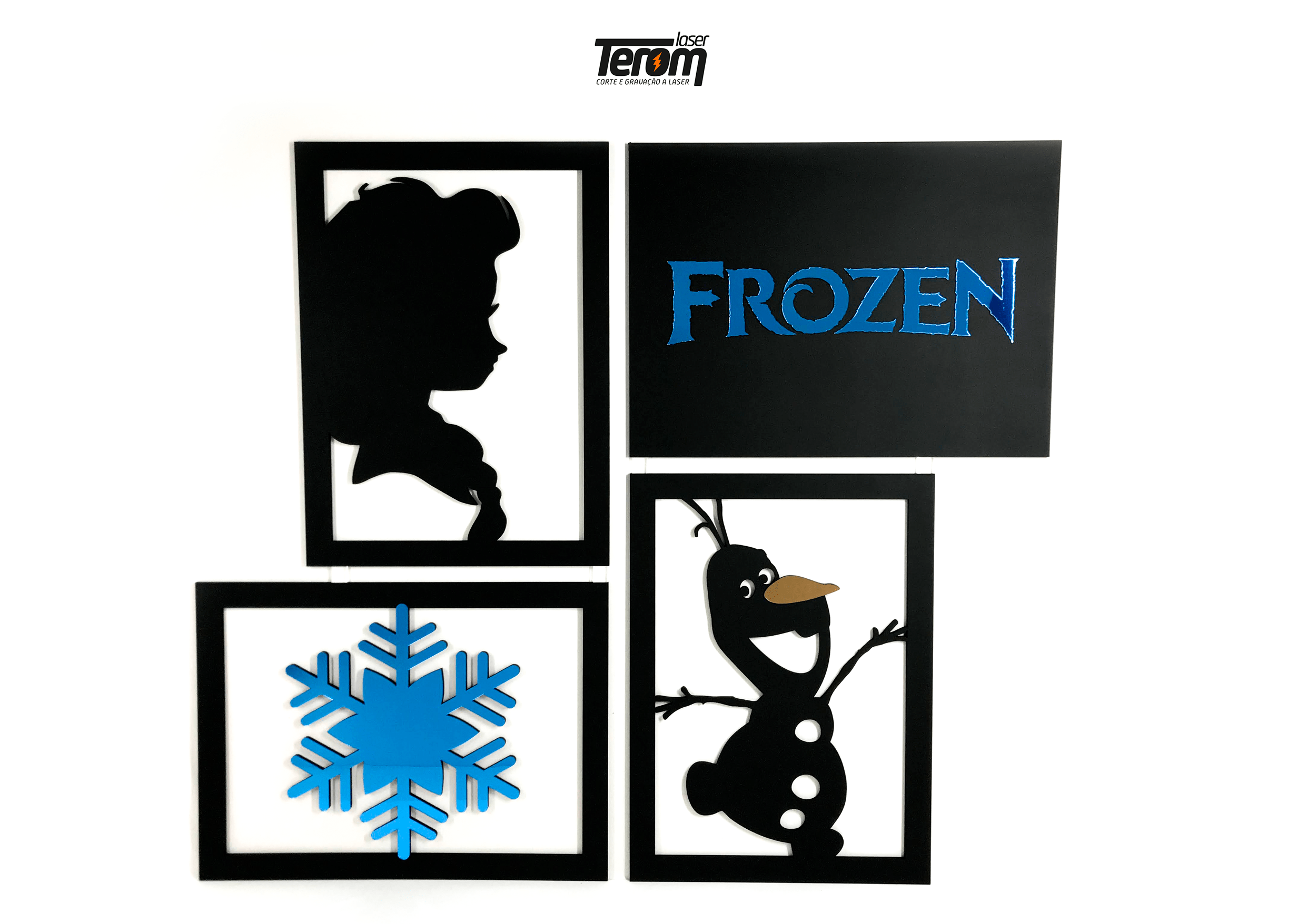 QUADROS DECORATIVOS FROZEN - ELSA FROZEN FLOCO OLAF