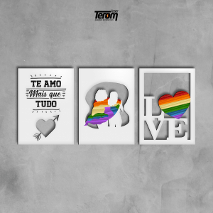 QUADROS DECORATIVOS LGBTQIA+ ( FRASE CASAL LOVE )