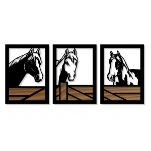 QUADROS DECORATIVOS CAVALOS HARAS (KIT 3 PEÇAS)