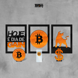 BOX BITCOIN - KIT 3 QUADROS + 2 PLACAS DE MESA + SUPORTE CELULAR DE *BRINDE*