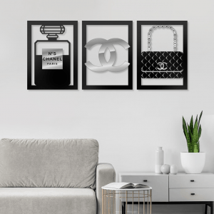 QUADROS DECORATIVOS - CHANEL (KIT 3 PEÇAS)