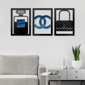 QUADROS DECORATIVOS - CHANEL (KIT 3 PEÇAS)