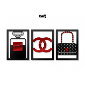 QUADROS DECORATIVOS - CHANEL (KIT 3 PEÇAS)