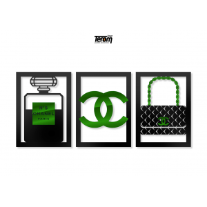 QUADROS DECORATIVOS - CHANEL (KIT 3 PEÇAS)