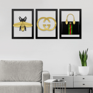 QUADROS DECORATIVOS - GUCCI (KIT 3 PEÇAS)