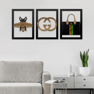 QUADROS DECORATIVOS - GUCCI (KIT 3 PEÇAS)