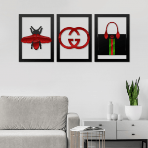 QUADROS DECORATIVOS - GUCCI (KIT 3 PEÇAS)