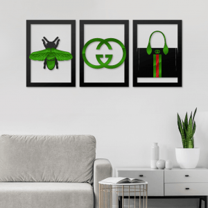 QUADROS DECORATIVOS - GUCCI (KIT 3 PEÇAS)