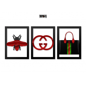 QUADROS DECORATIVOS - GUCCI (KIT 3 PEÇAS)