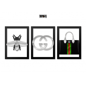 QUADROS DECORATIVOS - GUCCI (KIT 3 PEÇAS)