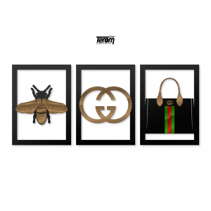 QUADROS DECORATIVOS - GUCCI (KIT 3 PEÇAS)