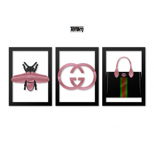 QUADROS DECORATIVOS - GUCCI (KIT 3 PEÇAS)