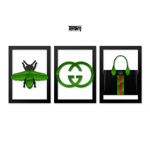 QUADROS DECORATIVOS - GUCCI (KIT 3 PEÇAS)