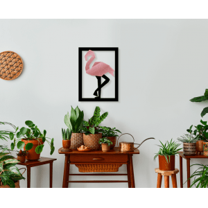 QUADRO DECORATIVO FLAMINGO GEOMÉTRICO