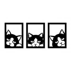 QUADRO DECORATIVO GATOS (3 PEÇAS)