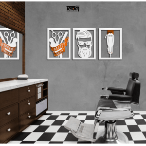 QUADROS DE BARBEARIA - BARBER SHOP, HOMEM, MÁQUINA