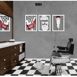 QUADROS DE BARBEARIA - BARBER SHOP, HOMEM, MÁQUINA