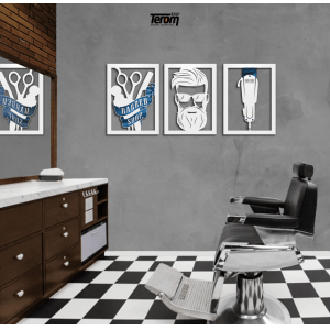 QUADROS DE BARBEARIA - BARBER SHOP, HOMEM, MÁQUINA