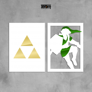 QUADROS DECORATIVOS GEEK - DUAL TRIFORCE E LINK