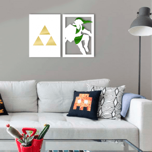 QUADROS DECORATIVOS GEEK - DUAL TRIFORCE E LINK