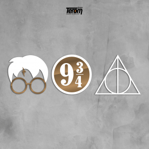 QUADROS DECORATIVOS GEEK - HARRY POTTER PLACA RELÍQUIAS DA MORTE