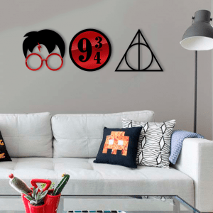 QUADROS DECORATIVOS GEEK - HARRY POTTER PLACA RELÍQUIAS DA MORTE