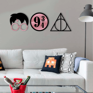 QUADROS DECORATIVOS GEEK - HARRY POTTER PLACA RELÍQUIAS DA MORTE