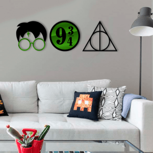 QUADROS DECORATIVOS GEEK - HARRY POTTER PLACA RELÍQUIAS DA MORTE