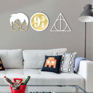 QUADROS DECORATIVOS GEEK - HARRY POTTER PLACA RELÍQUIAS DA MORTE