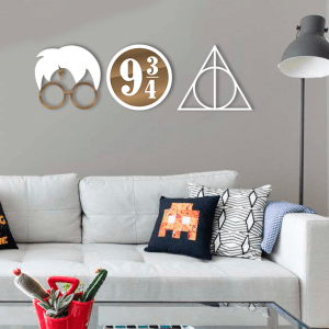 QUADROS DECORATIVOS GEEK - HARRY POTTER PLACA RELÍQUIAS DA MORTE