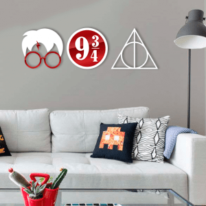 QUADROS DECORATIVOS GEEK - HARRY POTTER PLACA RELÍQUIAS DA MORTE