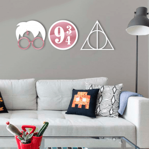 QUADROS DECORATIVOS GEEK - HARRY POTTER PLACA RELÍQUIAS DA MORTE