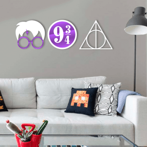 QUADROS DECORATIVOS GEEK - HARRY POTTER PLACA RELÍQUIAS DA MORTE