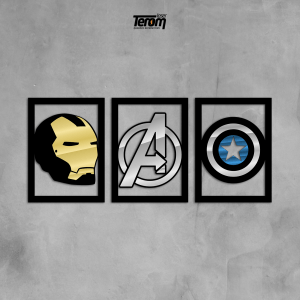 QUADROS DECORATIVOS MARVEL - IRON MAN SIMBOLO CAPITÃO AMERICA