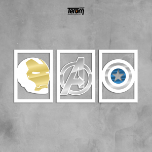 QUADROS DECORATIVOS MARVEL - IRON MAN SIMBOLO CAPITÃO AMERICA