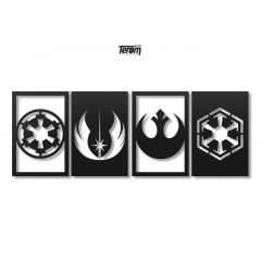 KIT 4 QUADROS STAR WARS SIMBOLOS 02